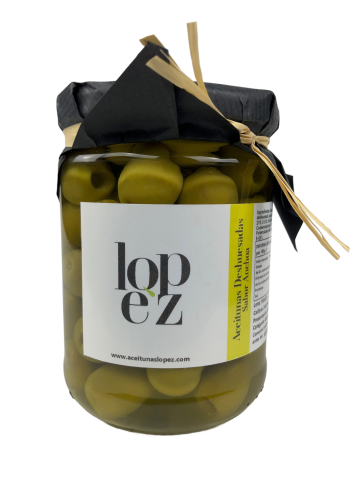 Oliven, Manzanilla entsteint - Sardellengeschmack, Glas 440gr, Pasteurisiert