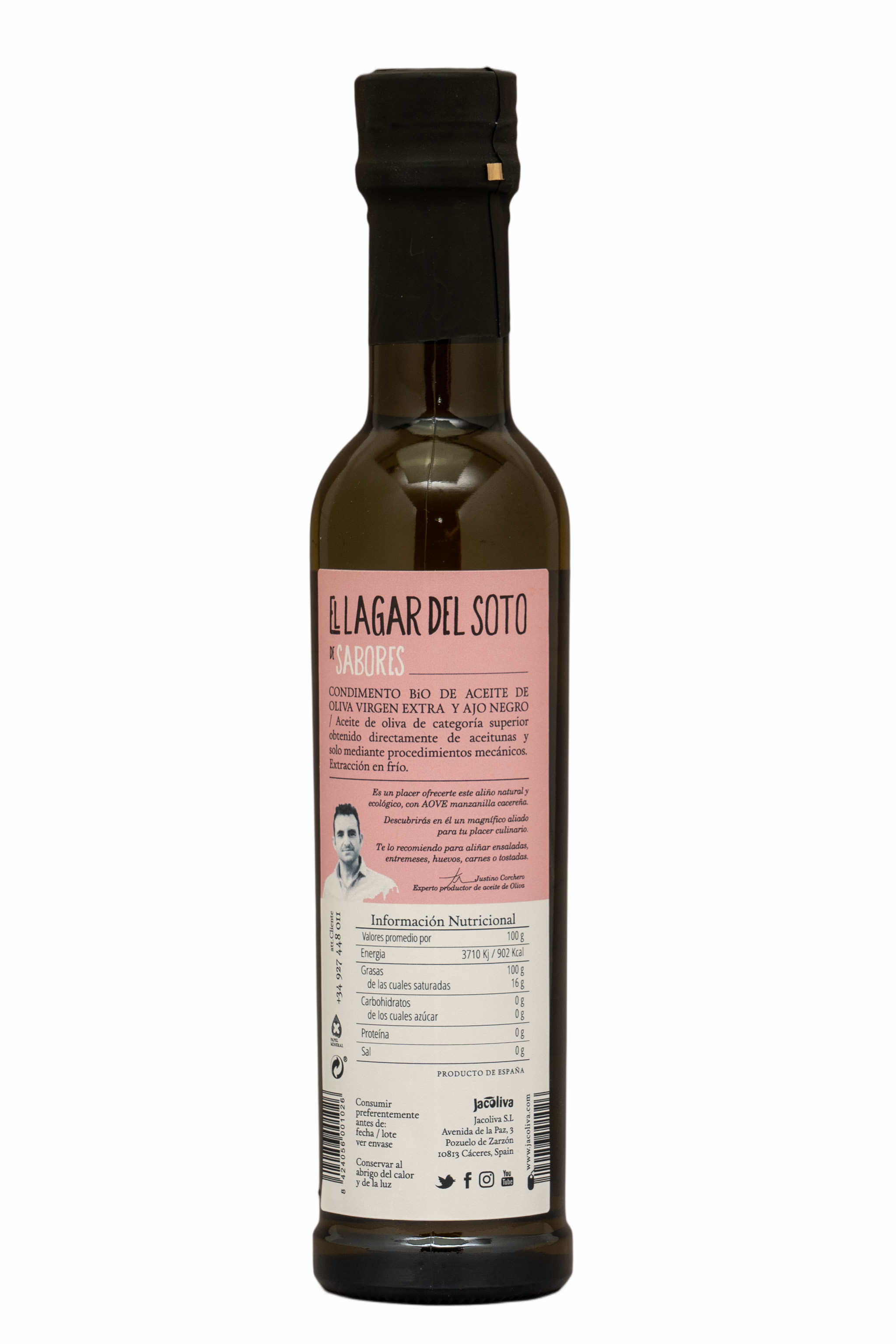 Oliven&#246;l Virgen Extra Lagar del Soto Glasflasche 0.25 L - Schwarzer Knoblauch - BIO