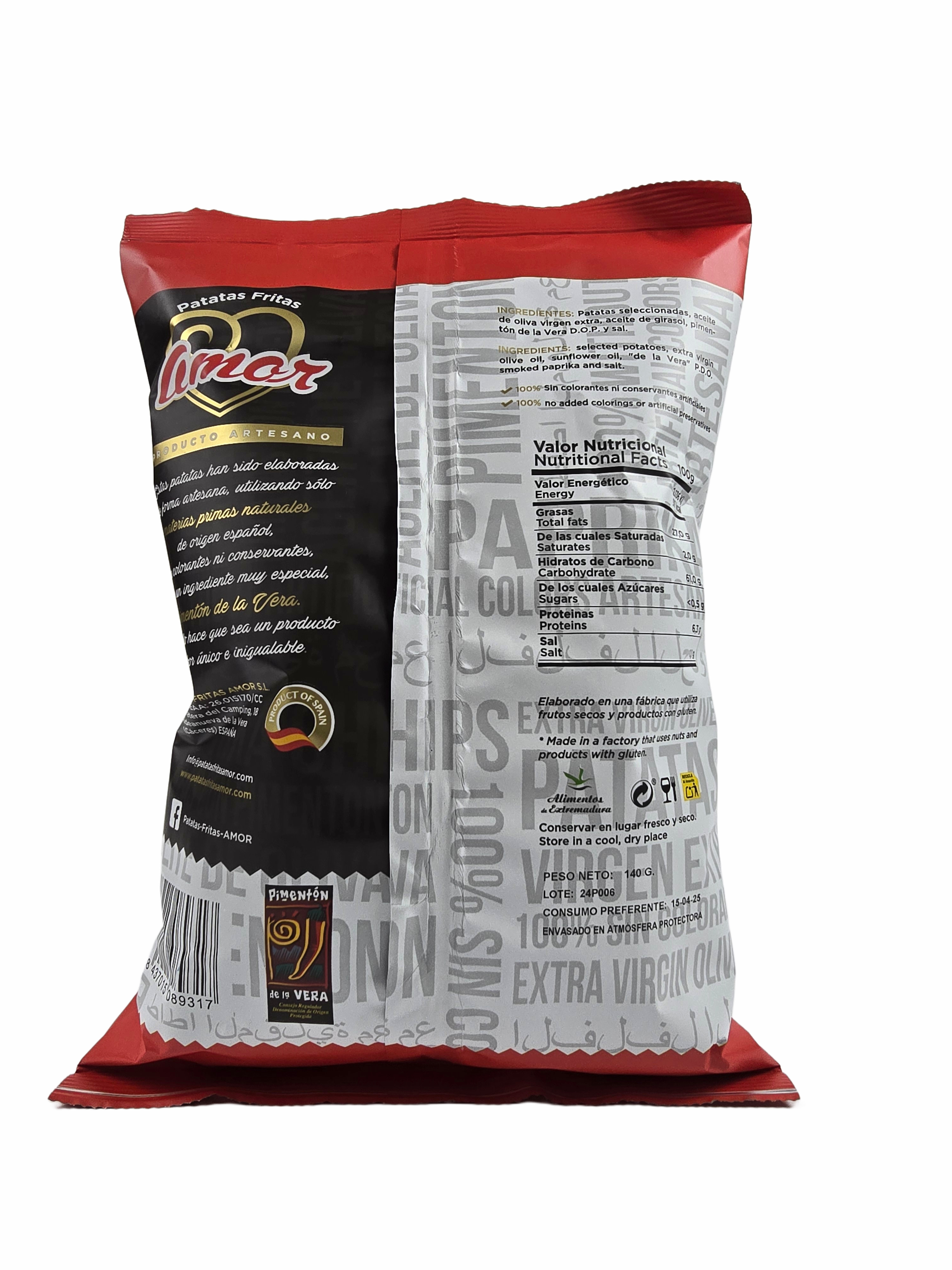 Pommes Chips mit Pimenton de la Vera D.O.P. mild, 140 Gramm