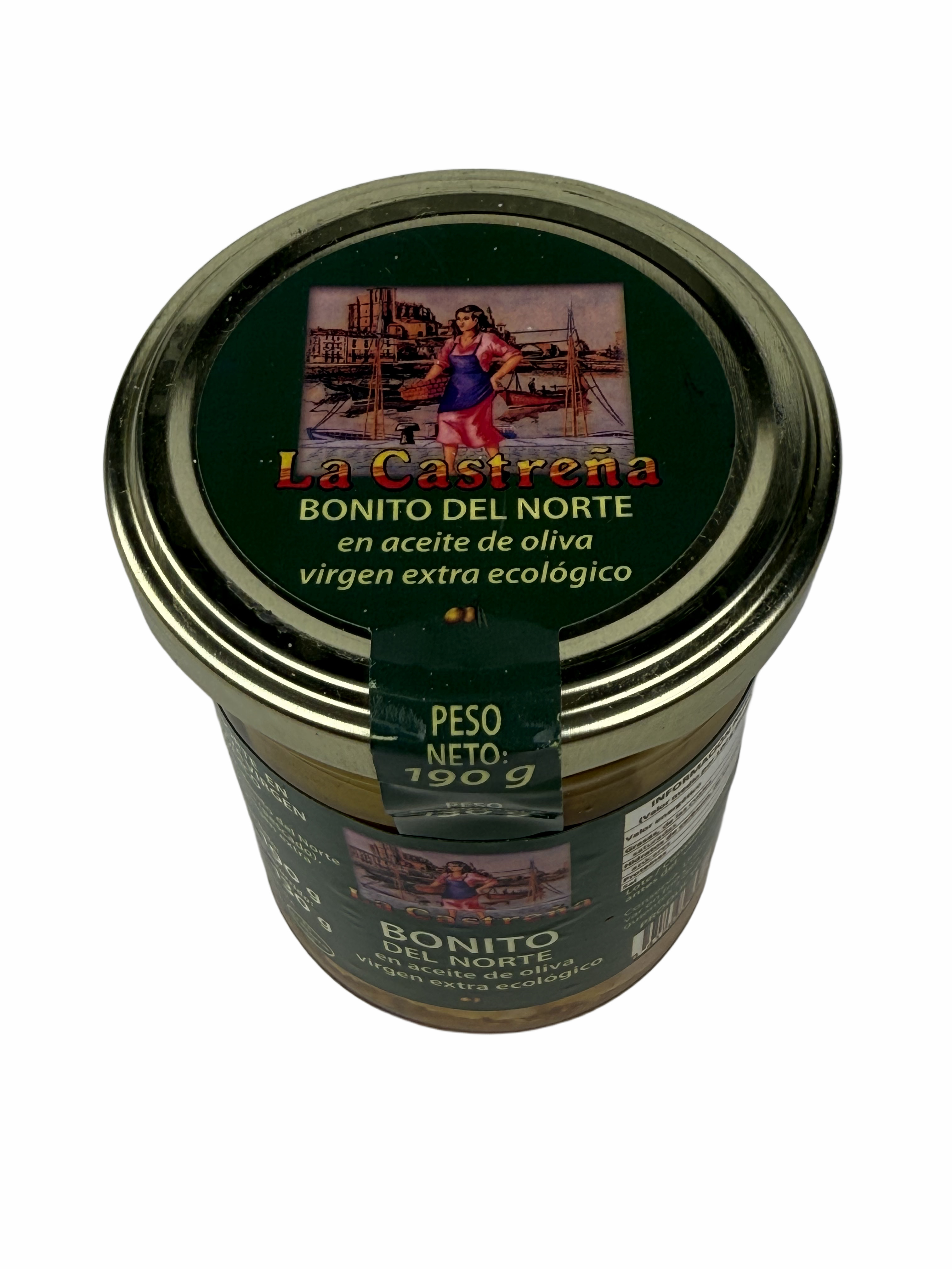 BIO-Bonito del norte (Weisser Thunfisch)- La Castreña, 190gr Glas, in Olivenöl Virgen Extra (T-200)